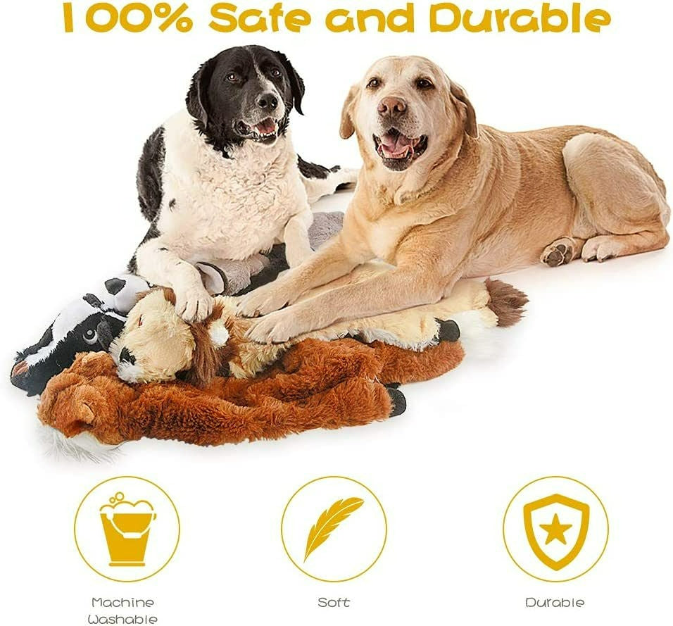 Dog Squeaky Toys; No Stuffing Plush Chew Toy for Small Medium Dogs Puppy Aggressive Chewers Large Breed; 5 Pack Cute Animal; Tough Durable Teething Interactive Gift