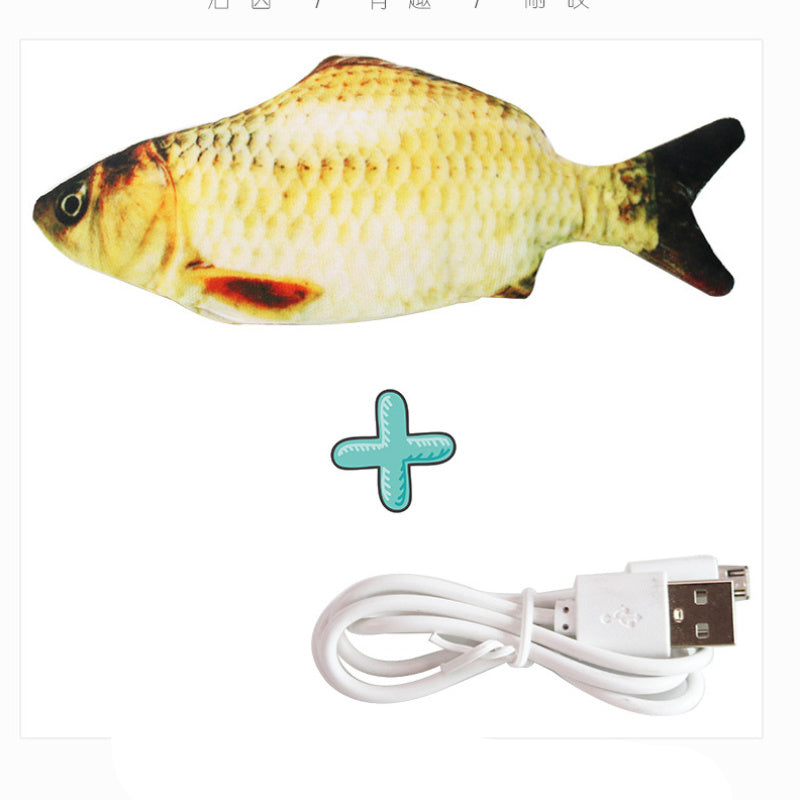 Cat Toy Flopping Fish Cat Toy With Realistic Tail Wagging; Interactive Plush Chewing Toy For Cats