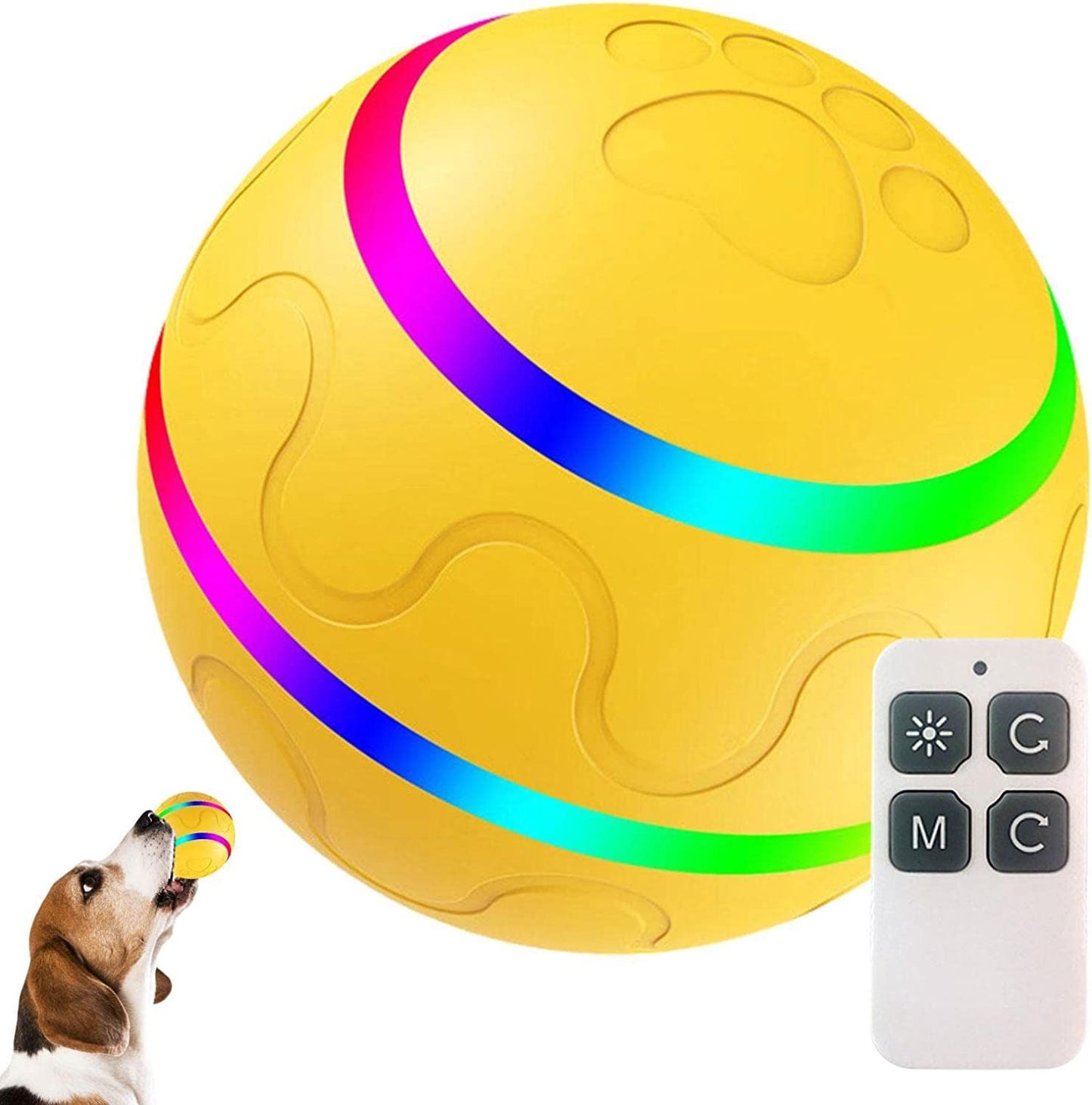 Rolling Ball for Dogs; Pet Dog Mental Stimulation Toys | Made of Natural Rubber; Active Rolling Ball for Dog Puppies and Cats; Happy; Intelligent Interactive Dog Toy