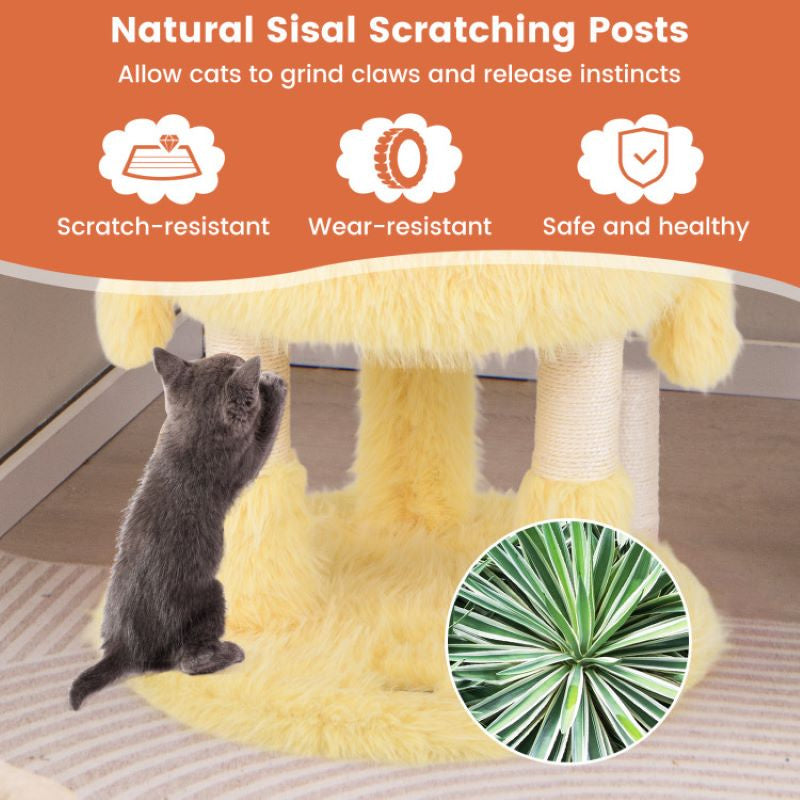 Cartoon Shape Themed Cat Tower with Soft Long Plush Decor