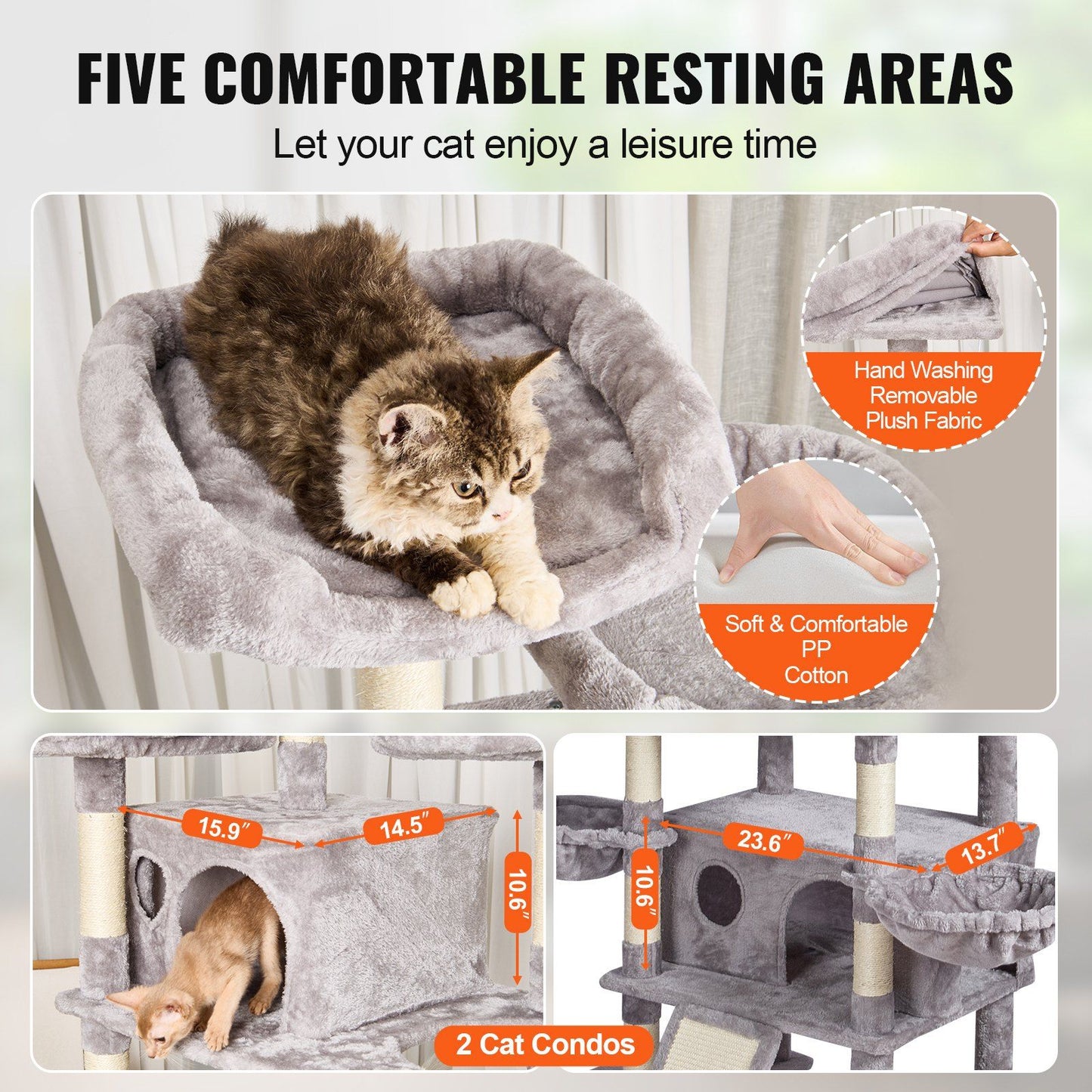 Cat Tree 68.5" Cat Tower for Indoor Cats with Cat Condos Scratching Post