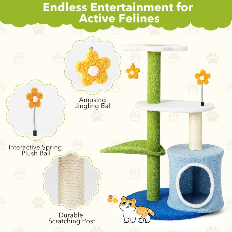 Indoor Cat Tower with Sisal Covered Scratching Posts