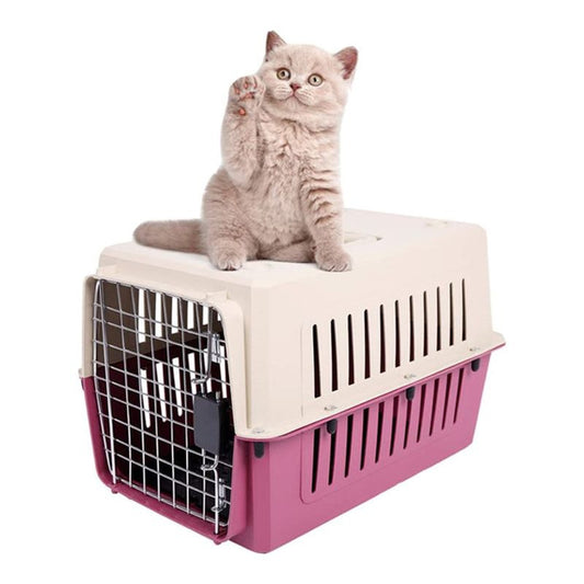 Portable Pet Box Cat & Dog Carrier Cage with Chrome Door