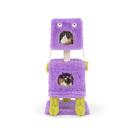 Cartoon Shape Themed Cat Tower with Soft Long Plush Decor