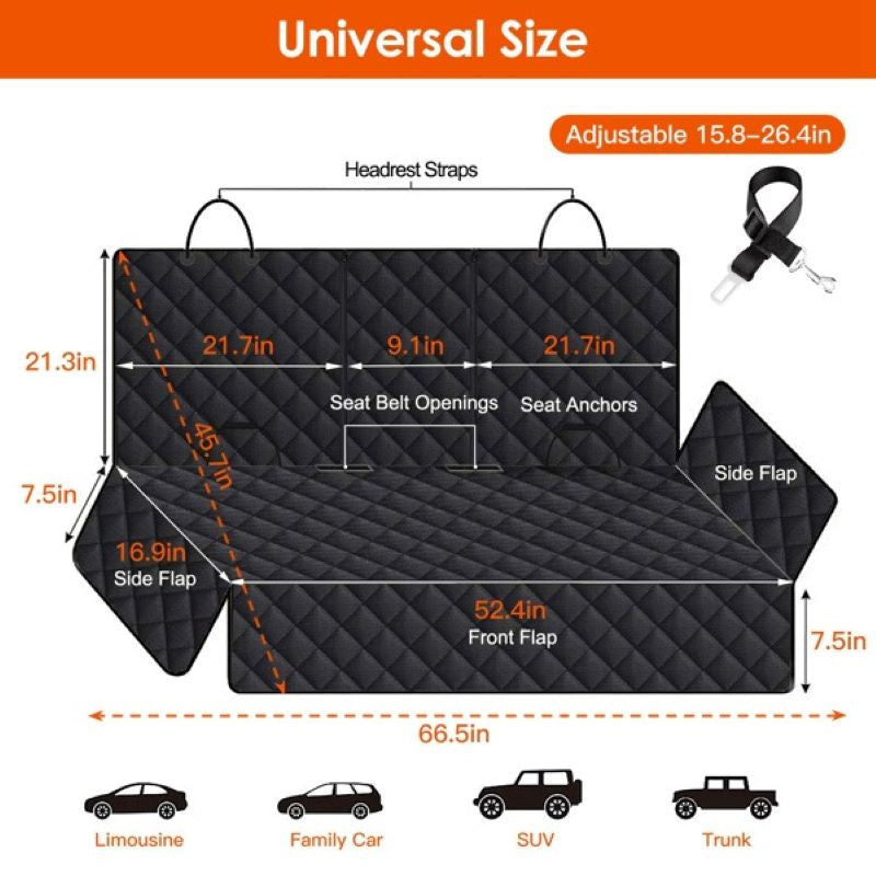 Waterproof Pet Car Seat Cover Protector for Cars/ Trucks/SUVs
