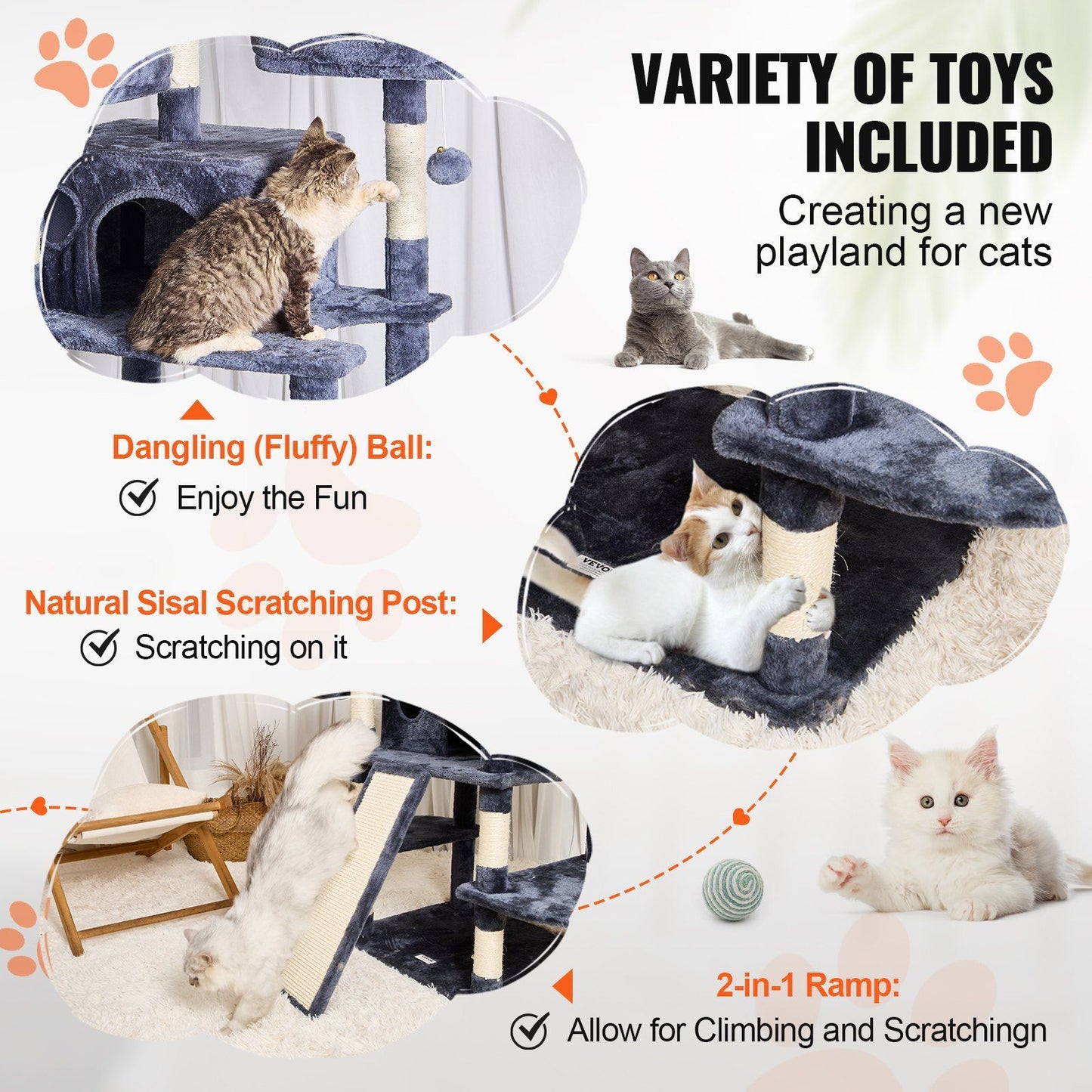 Cat Tree 68.5" Cat Tower for Indoor Cats with Cat Condos Scratching Post