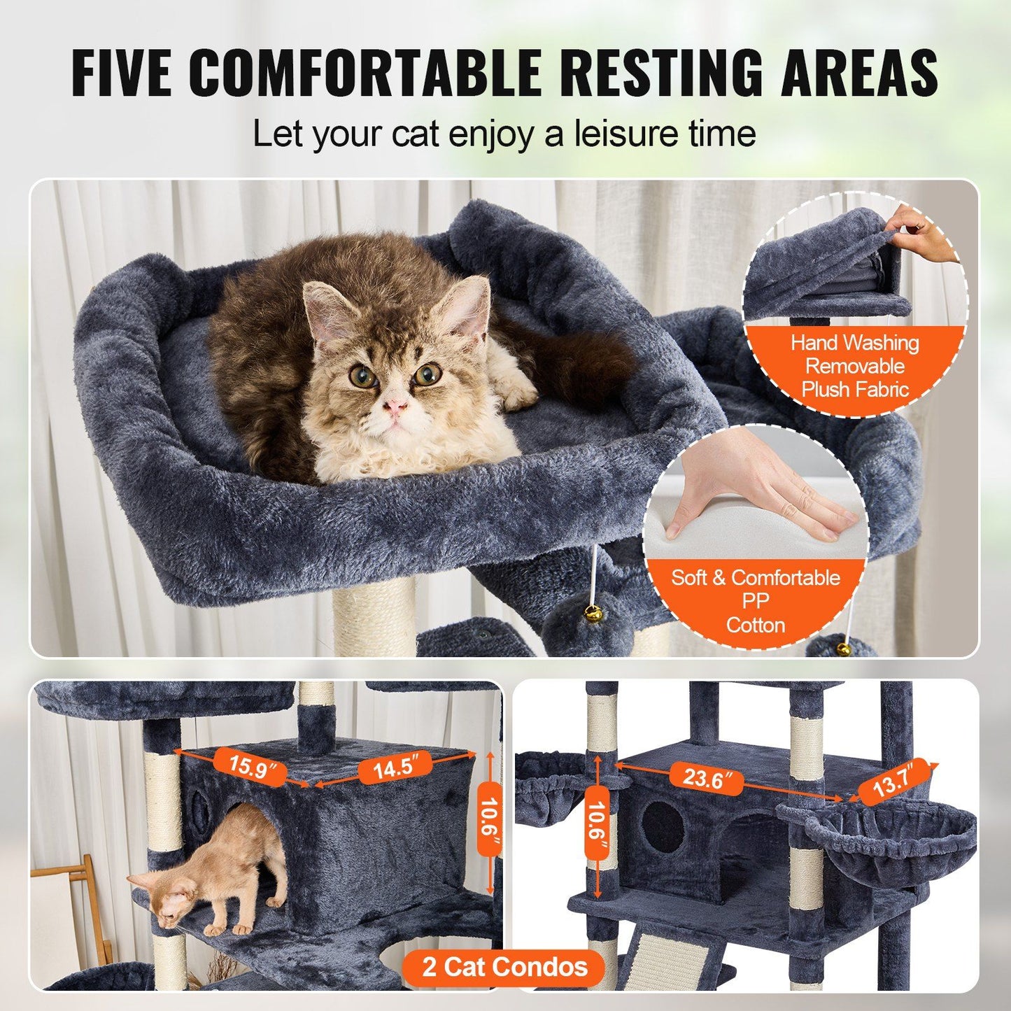 Cat Tree 68.5" Cat Tower for Indoor Cats with Cat Condos Scratching Post